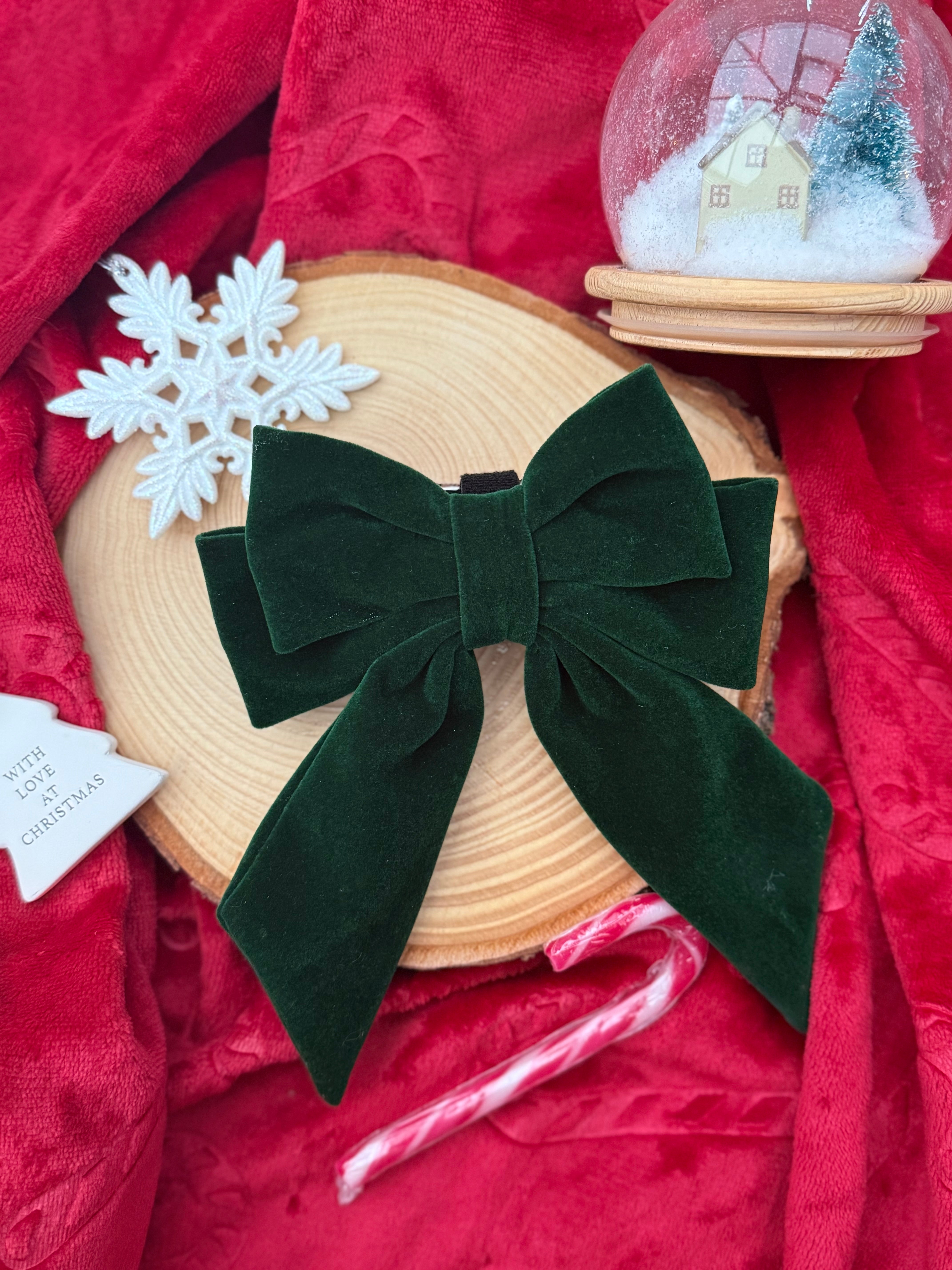 Green Velvet Sailor Bow